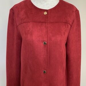 Marc New York Red Faux-Suede Button Front Trench Coat